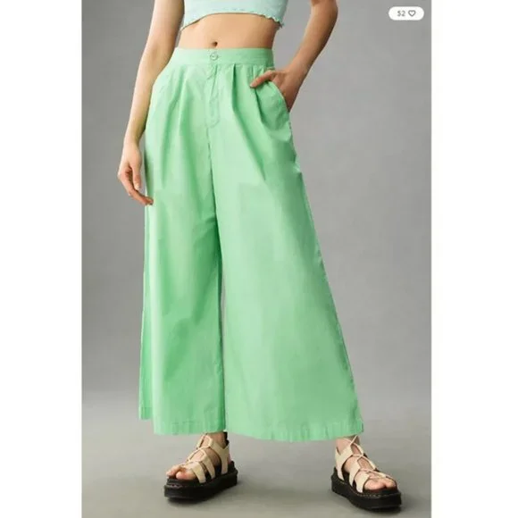 NWT-On the Road x Anthropologie Mint Cosmo Culotte Pants - L - Picture 2 of 6